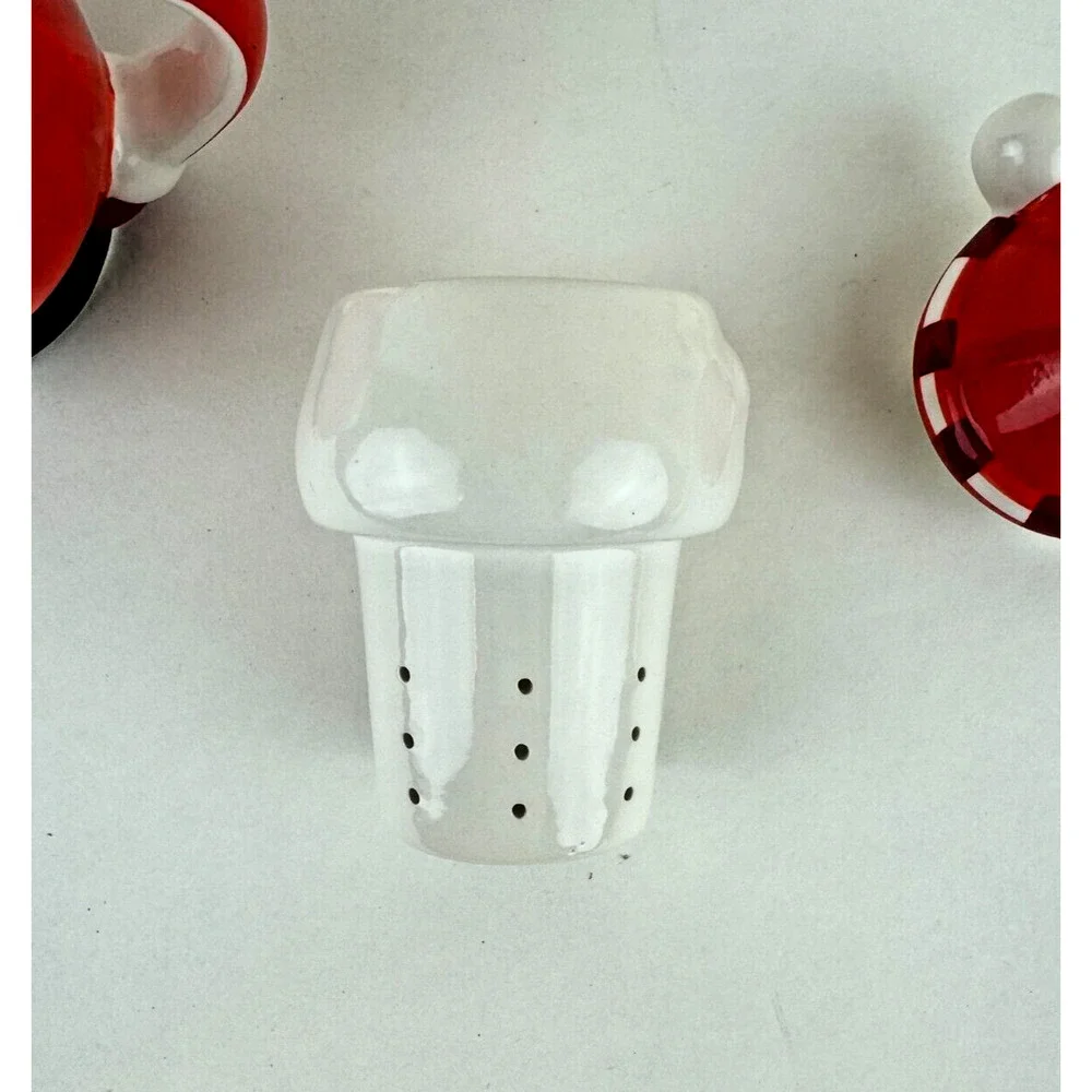 Pier 1 christmas Infuser Tea Santa Christmas Ho Ho Ho Saint Nick Red White Mug